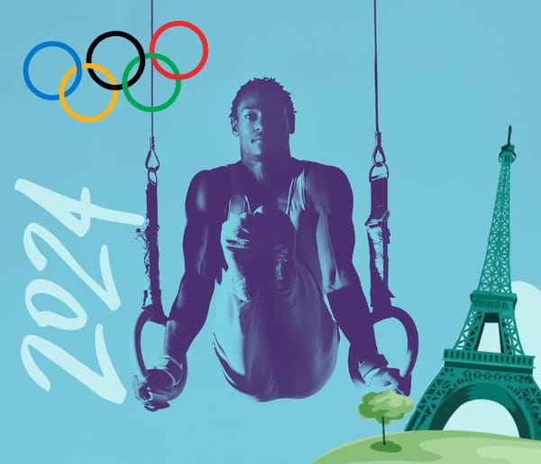 Graphic of an a male gymnast on the rings.